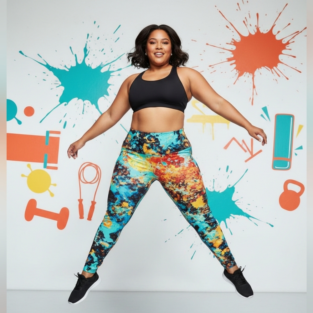 Vibrant High-Waist Leggings – Stretch Fit! Size 1X